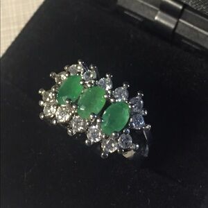 Elegant Silver and Raw Emerald Ring